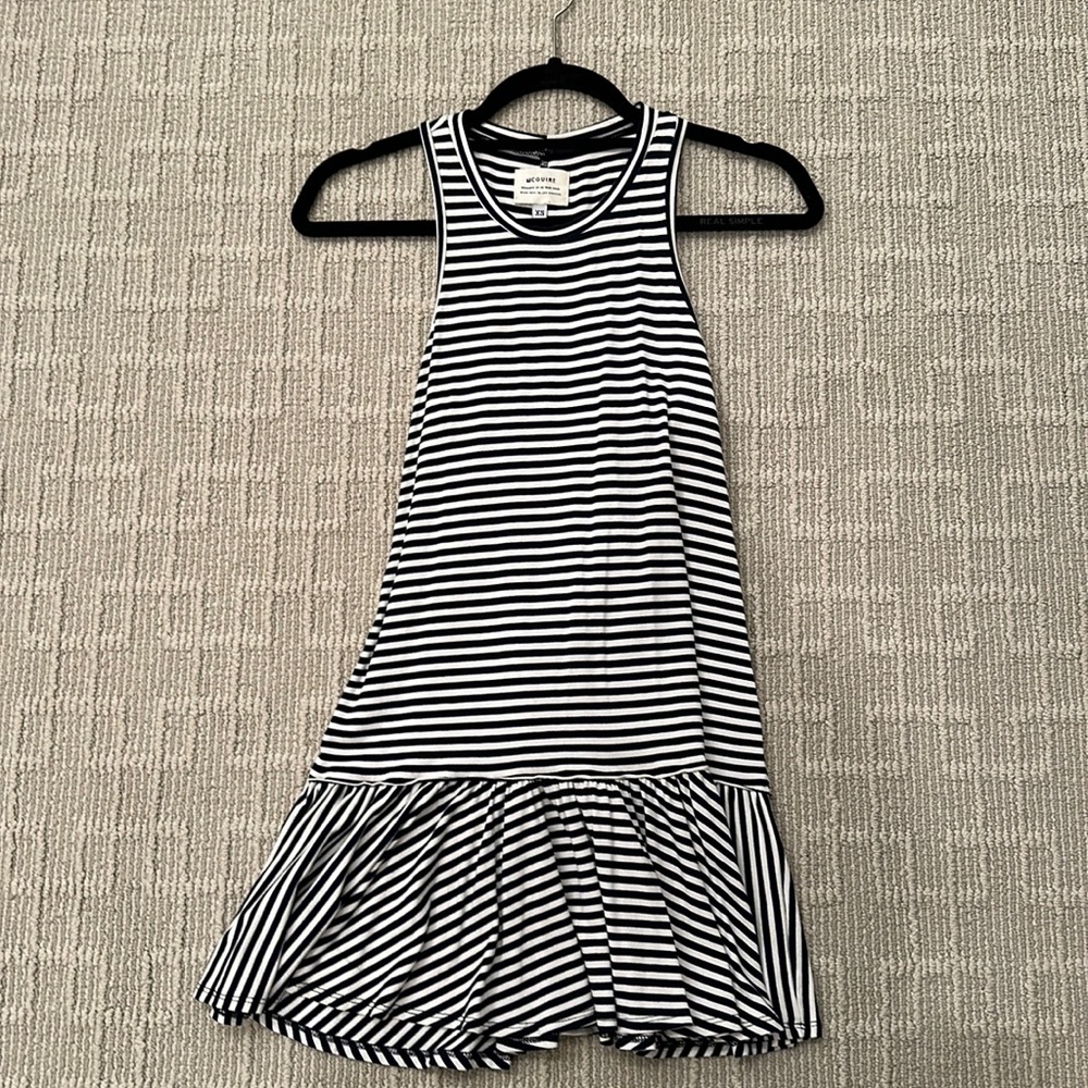 Navy striped mini dress